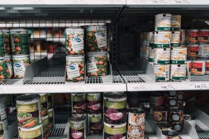 food cans on the shelf