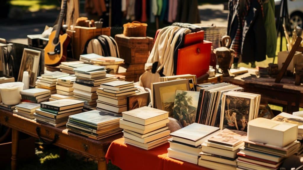 A yard sale of books